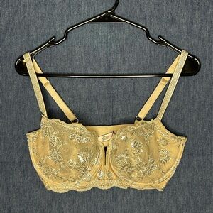 Victoria's Secret Embroidered Lace Balconette Bra - Champagne Gold
